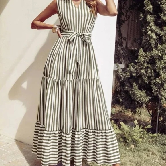 Boho striped belted maxi dress - Picture 5 of 6